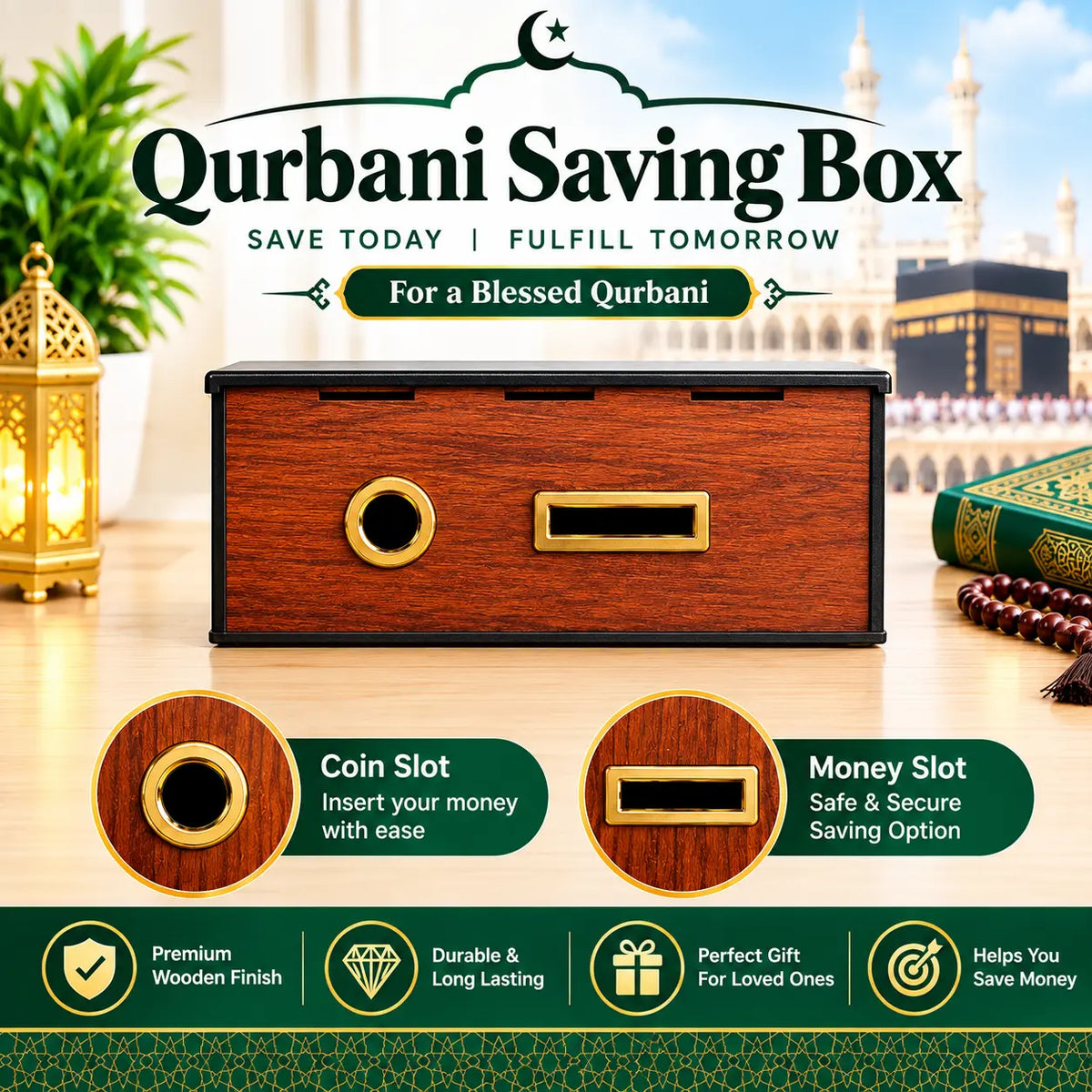 Qurbani Rs 300,000 Saving Wooden Box