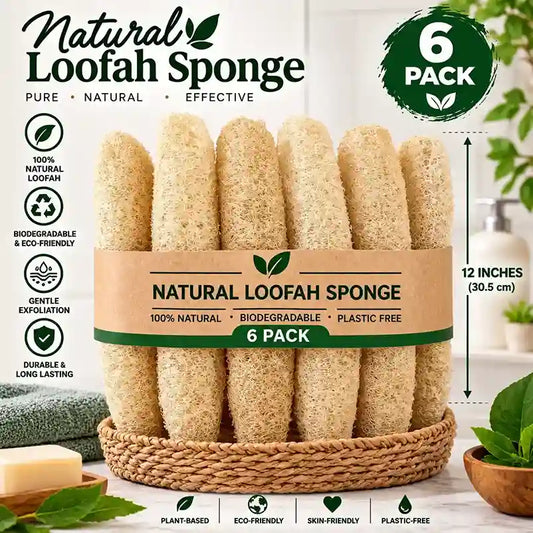 100% Organic Loofah Sponge Pack of 6 – Size 12 Inches (1 Feet)